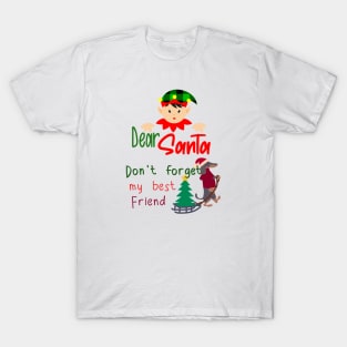 Christmas Santa don't forget my best friend, dog T-Shirt